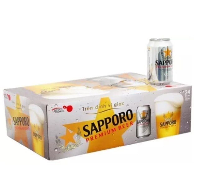 Sapporo Thùng Bia Sapporo Premium 330ml x 24 lon  1